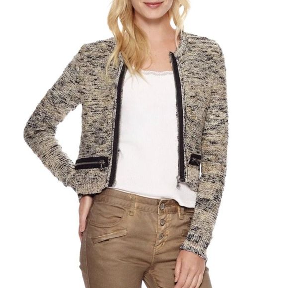 Free People Heart Beeps Cropped Knit Weave Blazer - Size Small - Picture 1 of 6